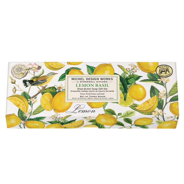 Michel Design Works - Bar Soap Gift Box 3.5 Oz. Set of 3 - Lemon Basil