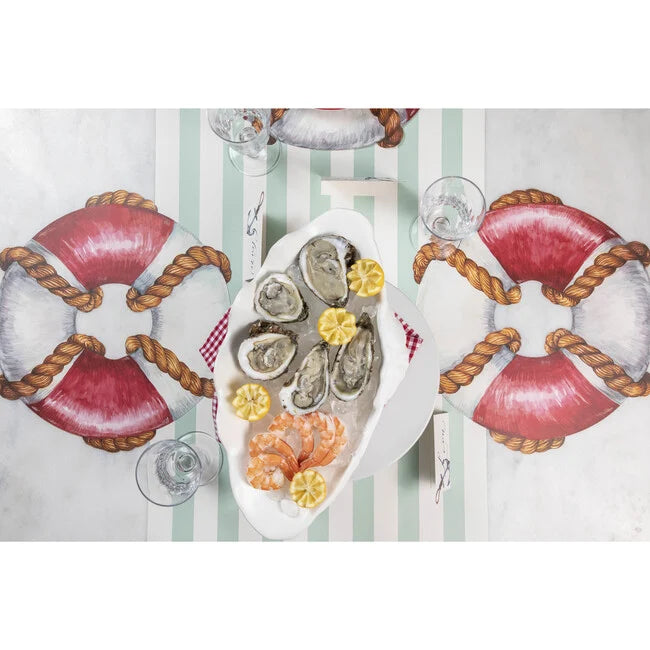 Seafoam Classic Sripped Table Runner