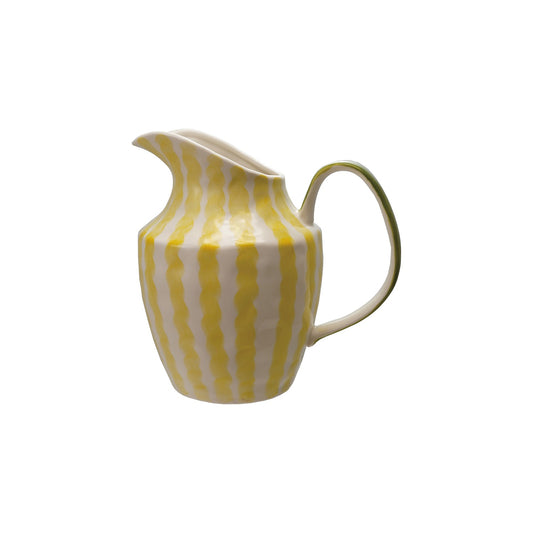 Hazel Mazel- Lemon Striped Drink Pitcher