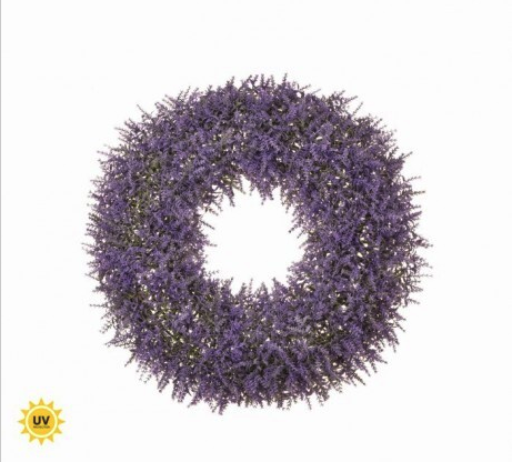 UV LAVENDER GARDEN WREATH 24"
